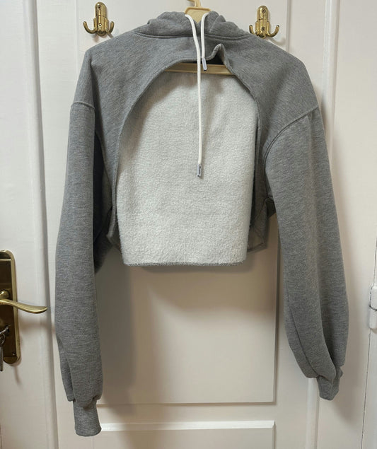 Basic cropped hoodie-Grey-Small