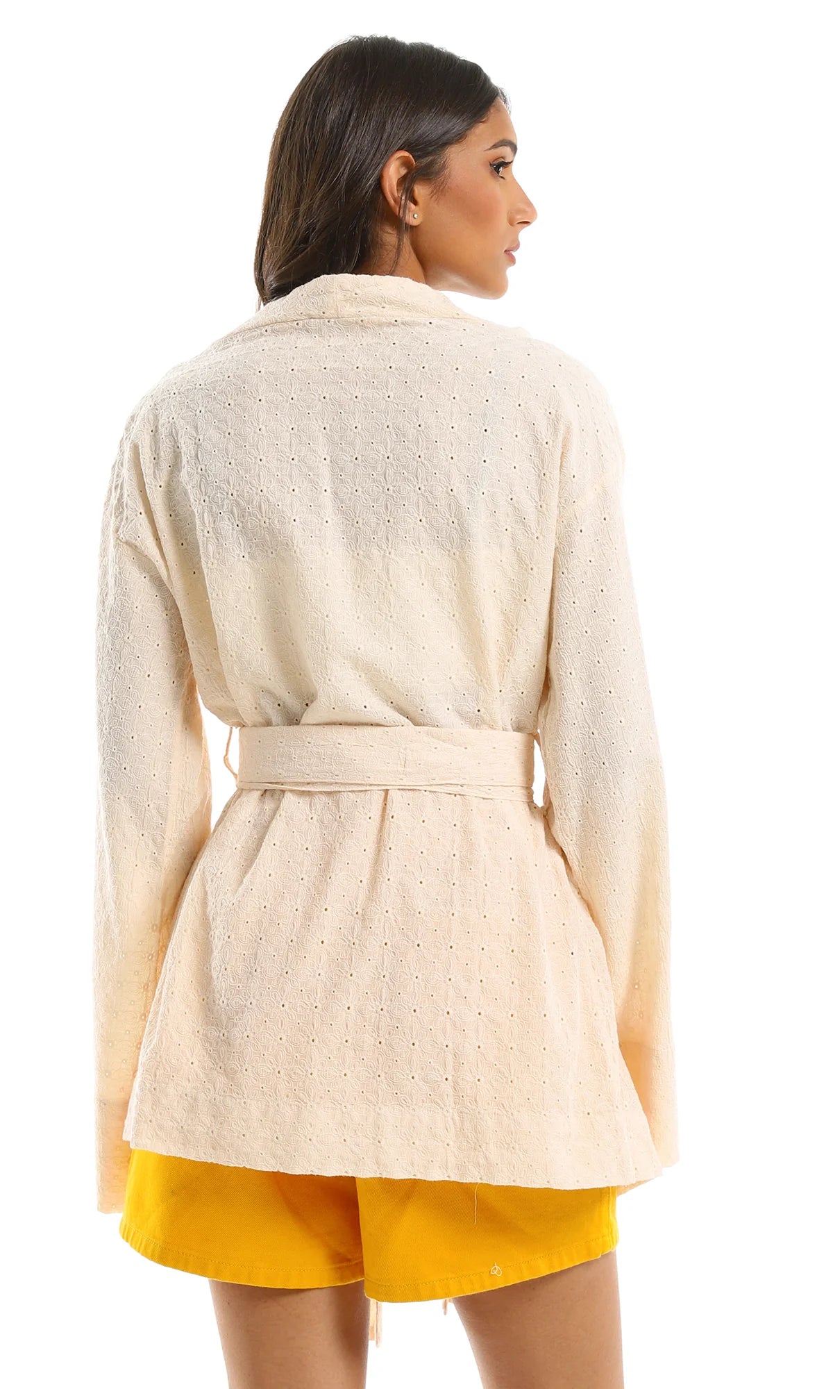 Beige Patterned cardigan-Small