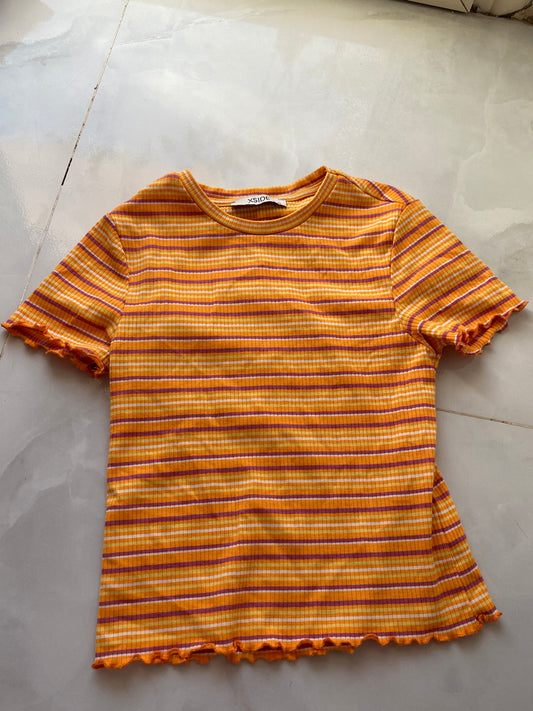 Basic top-Lined orange purple -Xs