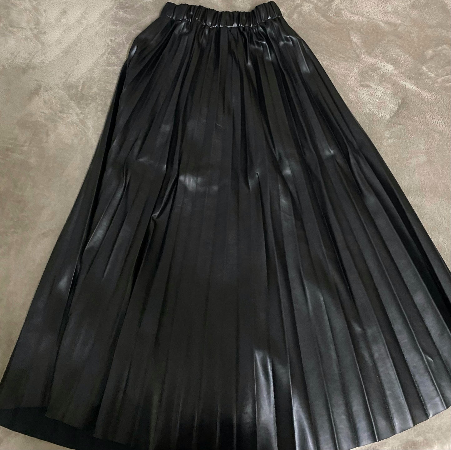 Leather skirt-Black-One size