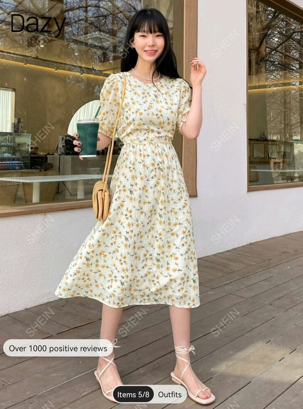 Floral Dress-White and yellow-Medium (M)