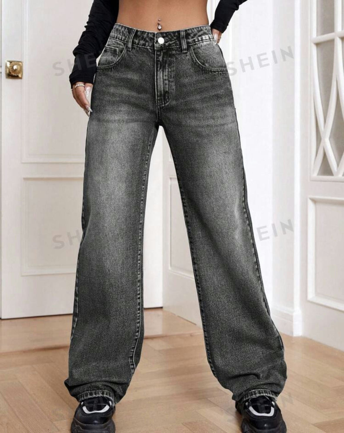 Flared Black Jeans-Black-XSmall/ 32