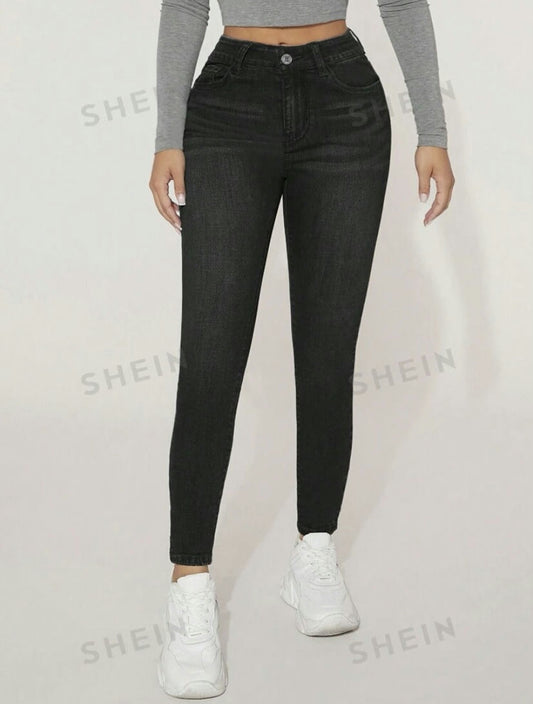 Skinny Jeans-Black-XS