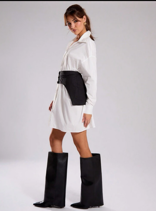 oversized shirt dress-white-medium