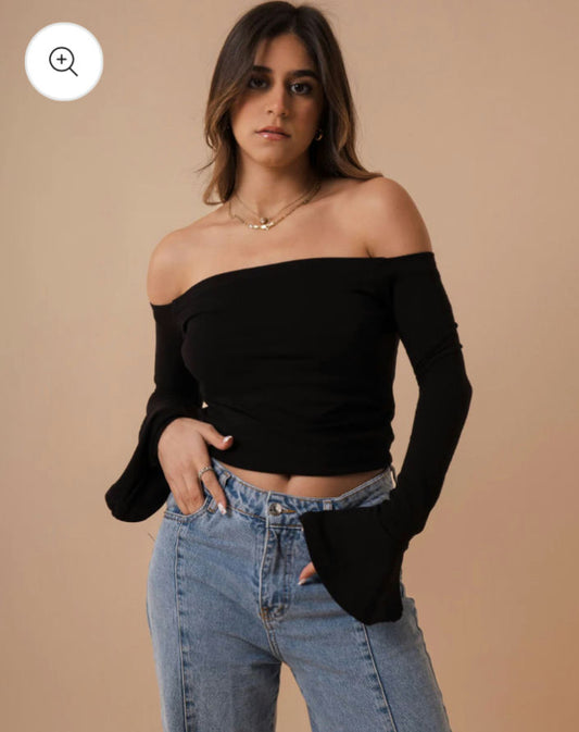 Off shoulder top-Black-Small