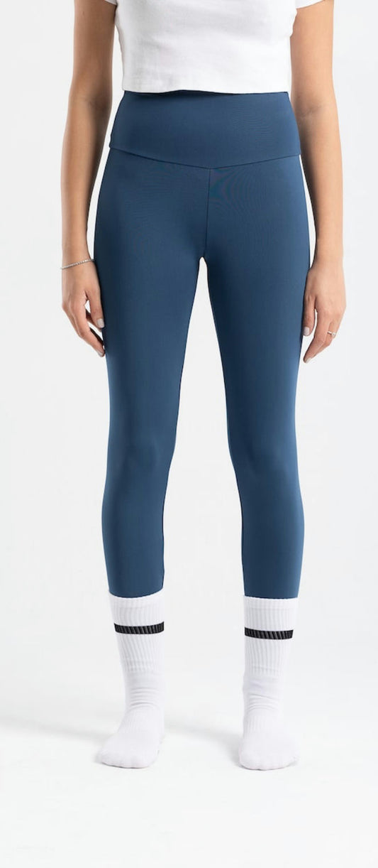 high waist leggings-navy blue/ petroleum-large