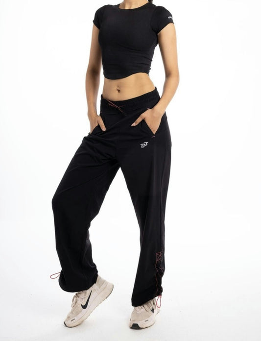 Wide leg pants-Black -S