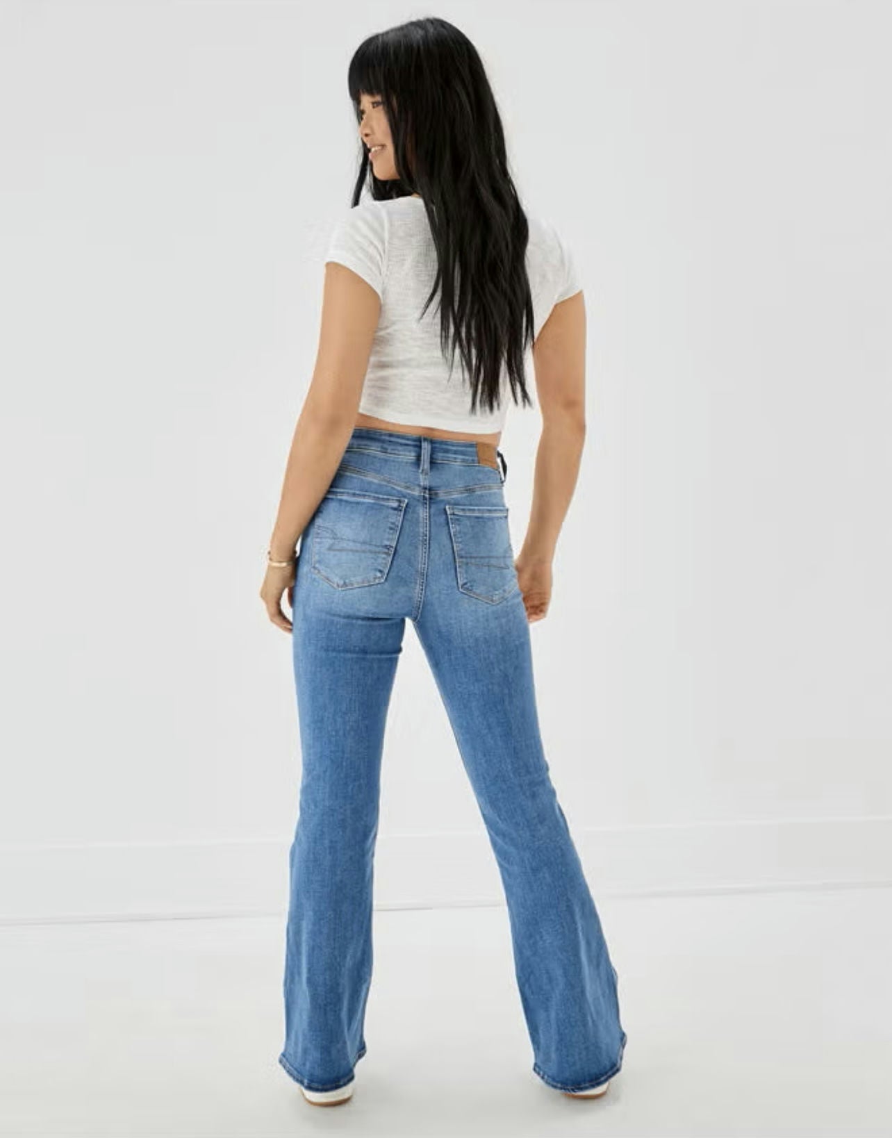 AE Ne(x)t Level Super High-Waisted Flare Jean-MEDIUM TINTED INDIGO-14 Us- L