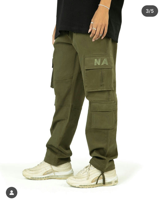 Cargo pants-Khaki-Large/34 with adjustable waist