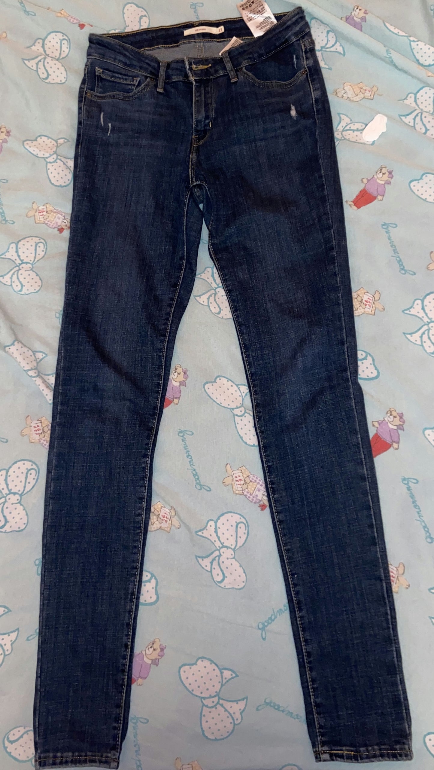 Skinny low waist jeans-Blue-Small