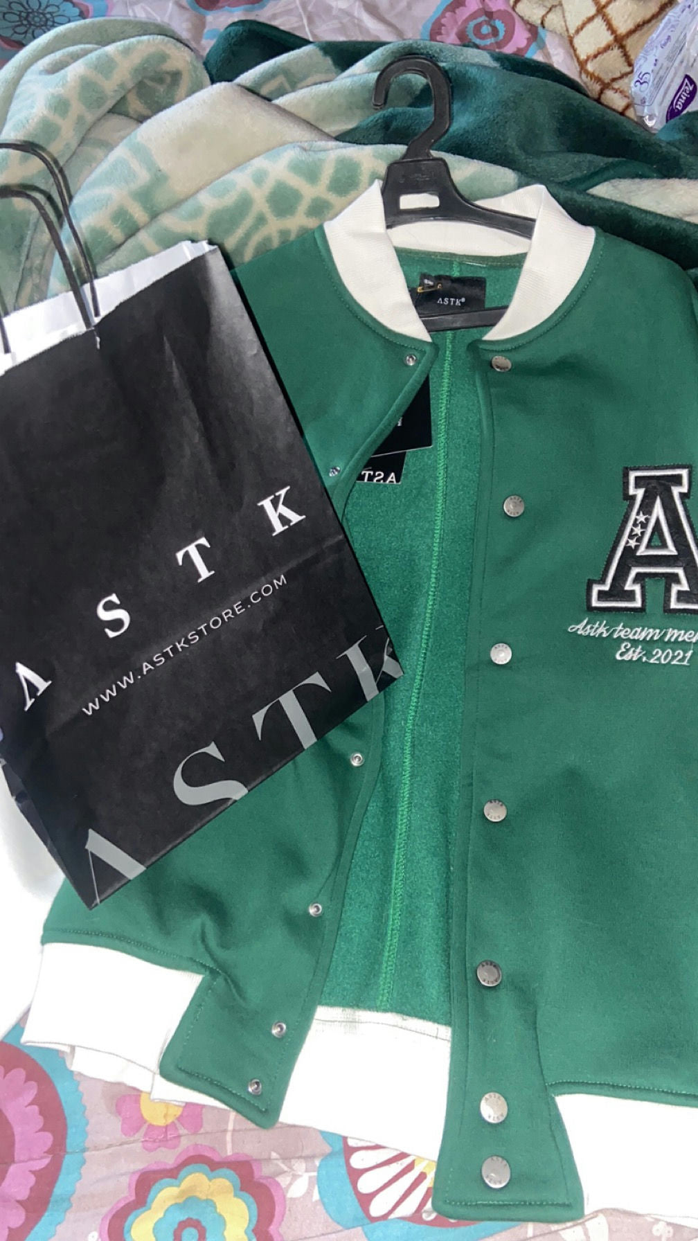 Baseball jacket-Green-L